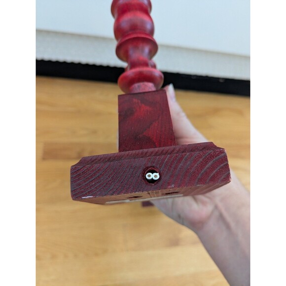 Vintage Swedish Red Wooden Candelabra Folk Art Candlestick 7 Light 18'' - Picture 5 of 8